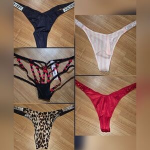 Victoria's Secret Blingy Shine Strap Panties 5pc Bundle Size Medium NWT